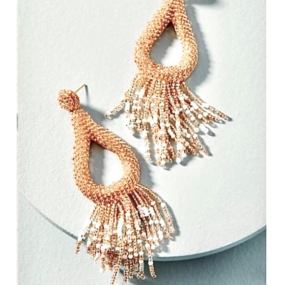 NWT Anthropologie Deepa Beaded Tassel Hoop Chandeliers - Picture 13 of 16